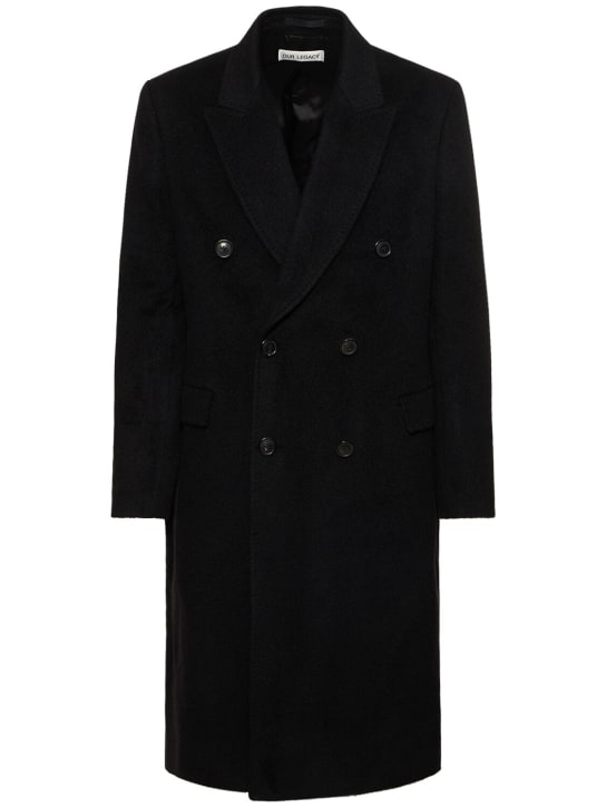 Our Legacy: Hairy mohair blend double breasted coat - Black - men_0 | Luisa Via Roma