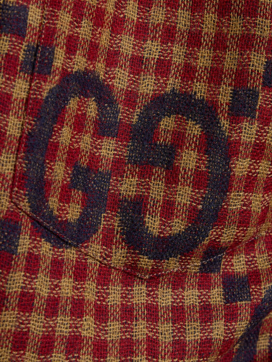 Gucci: Maxi GG羊毛衬衫 - 红色/蓝色 - men_1 | Luisa Via Roma