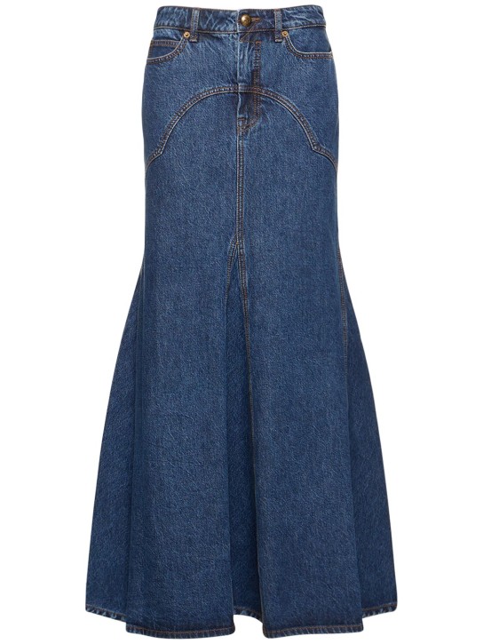 Zimmermann: Luminosity cotton denim maxi skirt - Mavi - women_0 | Luisa Via Roma