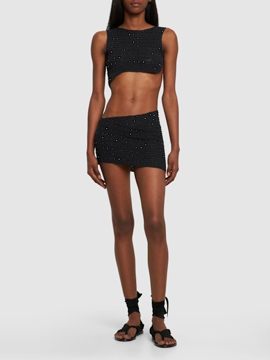 Aya Muse: Vestido corto de punto de viscosa - Azul Marino - women_1 | Luisa Via Roma