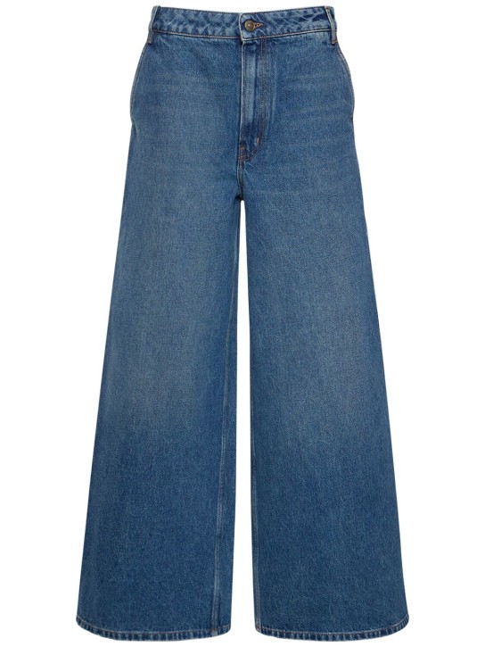 Gauchere: Jeans anchos de denim con cintura alta - Azul - women_0 | Luisa Via Roma