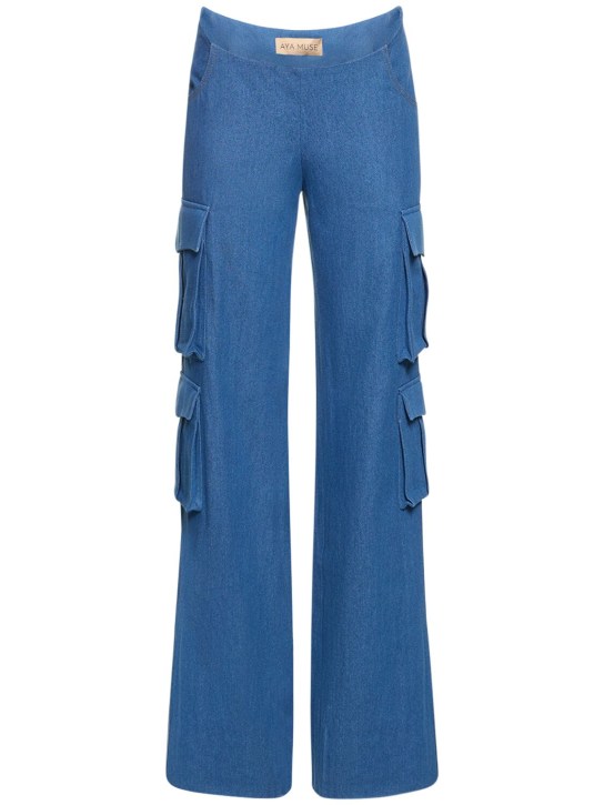 Aya Muse: Olia cotton cargo pants - Blue - women_0 | Luisa Via Roma