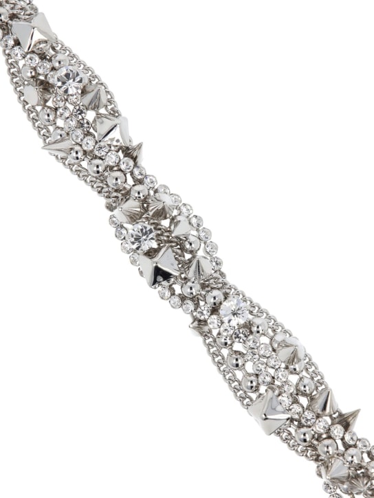 Alessandra Rich: Twisted choker w/ crystals & spikes - Silver - women_1 | Luisa Via Roma