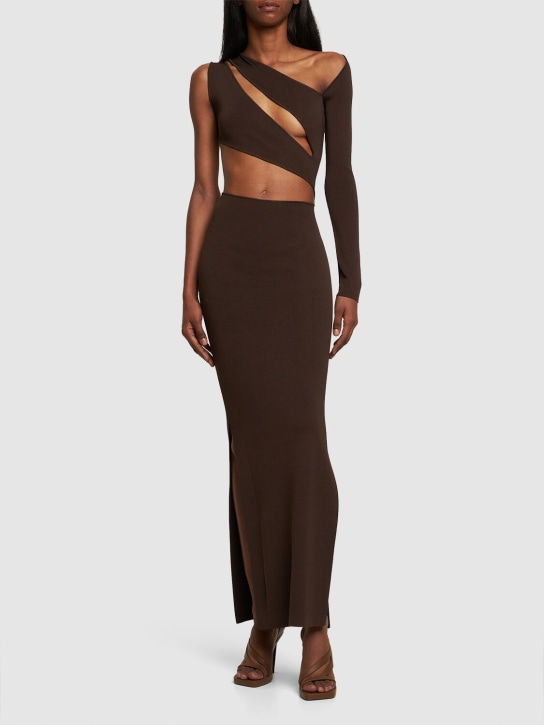 Aya Muse: Robe longue en jersey de viscose Actin - Marron - women_1 | Luisa Via Roma