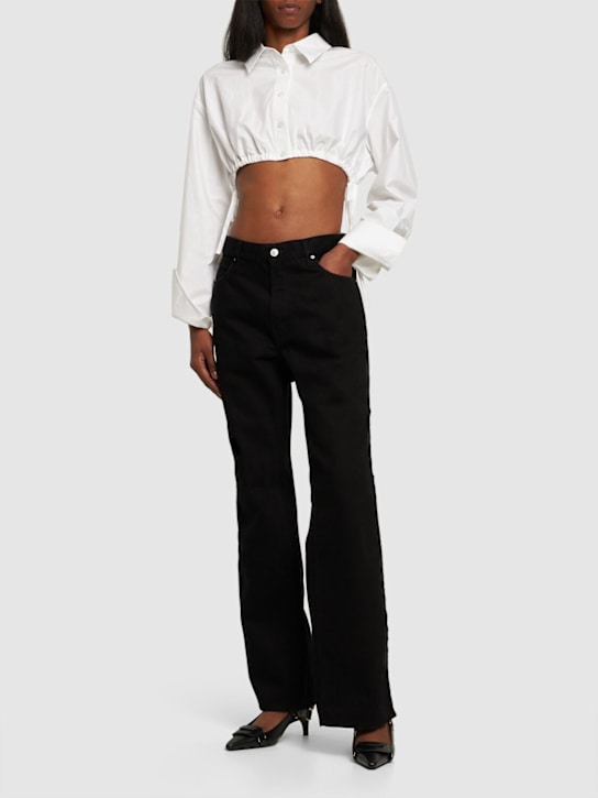 Gauchere: コットンデニムストレートジーンズ - ブラック - women_1 | Luisa Via Roma