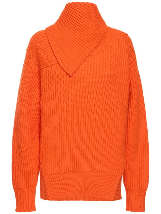 Jil Sander: Pull-over en maille de laine ultra-fine - Orange - women_0 | Luisa Via Roma