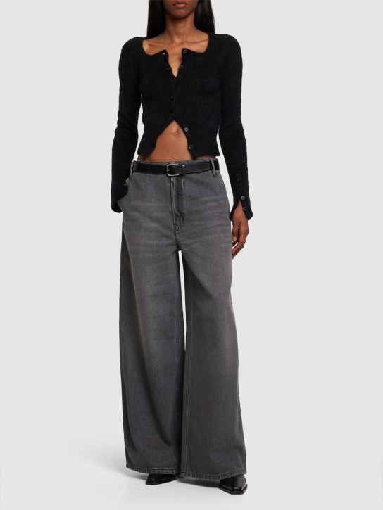 Gauchere: Jeans anchos de denim con cintura baja - Gris - women_1 | Luisa Via Roma