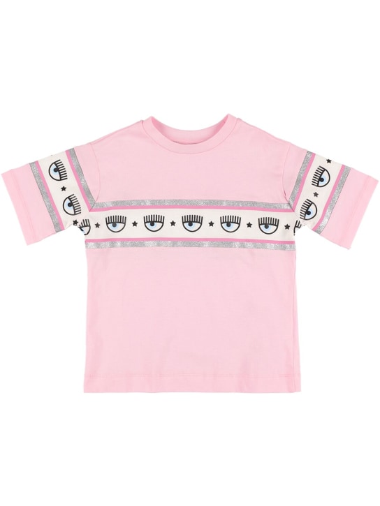 Chiara Ferragni: T-shirt in jersey di cotone con stampa - Rosa - kids-girls_0 | Luisa Via Roma