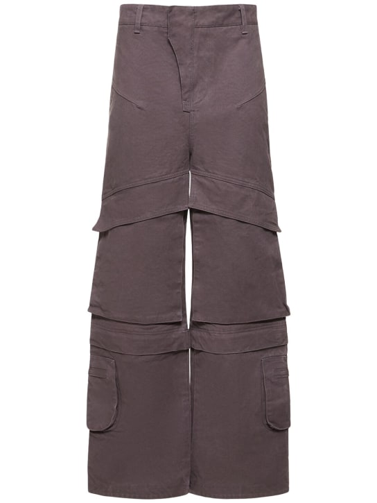 Entire Studios: Wide leg cotton cargo pants - Brown/Grey - women_0 | Luisa Via Roma