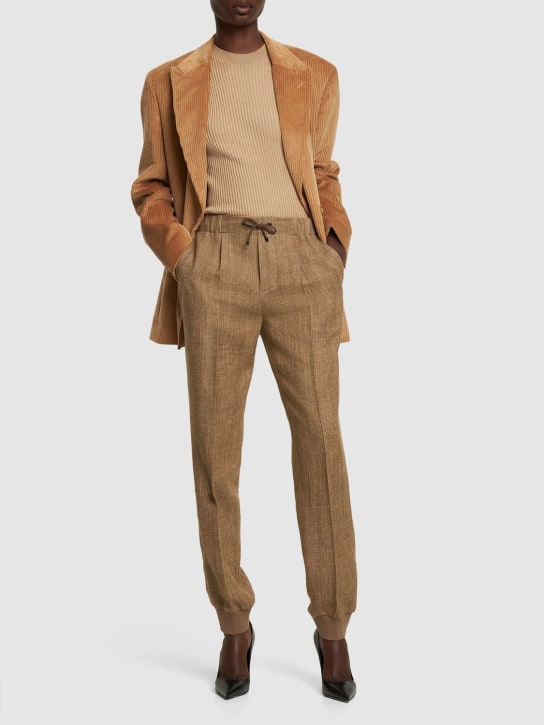 Ralph Lauren Collection: Arsenia linen blend jogger pants - Kahverengi - women_1 | Luisa Via Roma