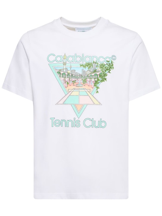 Casablanca: Tennis Club オーガニックコットンTシャツ - men_0 | Luisa Via Roma