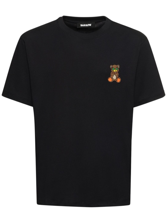 Barrow: Bear printed cotton t-shirt - Siyah - men_0 | Luisa Via Roma