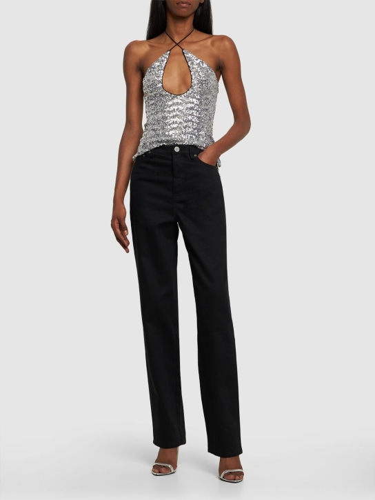 Rotate: High rise twill wide jeans - Black - women_1 | Luisa Via Roma