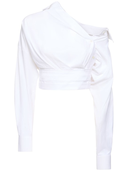 Alexander Wang: 围裹式正面短款棉质衬衫 - 白色 - women_0 | Luisa Via Roma