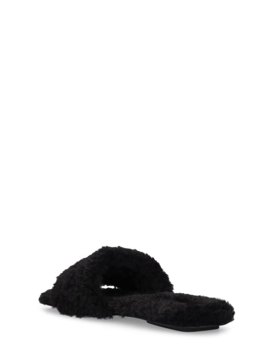Marc Jacobs: The J Marc faux teddy sandals - Black - women_3 | Luisa Via Roma
