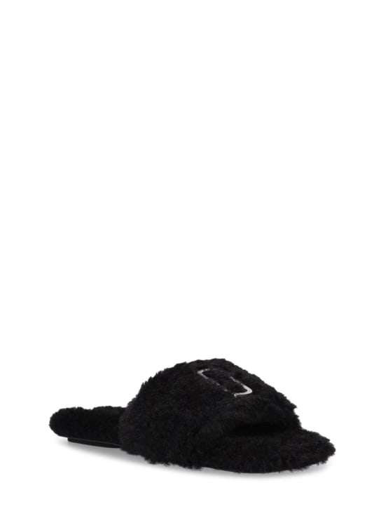 Marc Jacobs: The J Marc faux teddy sandals - Black - women_2 | Luisa Via Roma