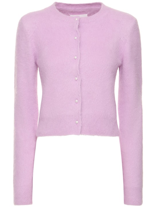 Maison Margiela: 羊驼毛混纺针织短款开衫 - 丁香紫 - women_0 | Luisa Via Roma