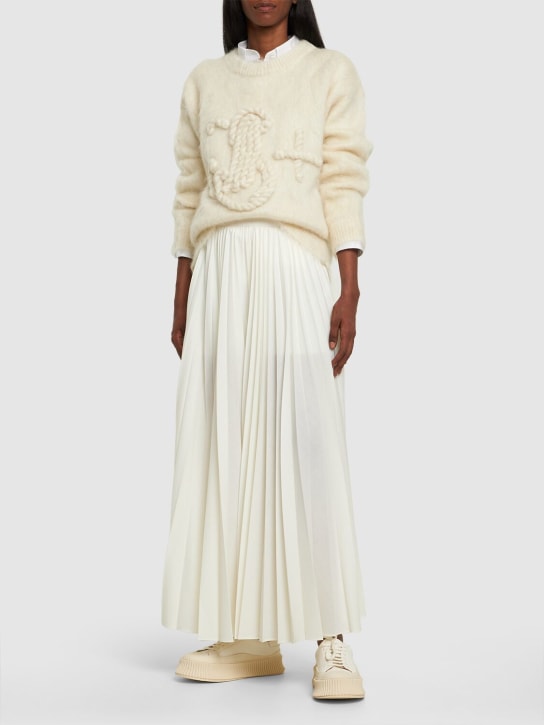 Jil Sander: Embroidered mohair blend knit sweater - Ivory - women_1 | Luisa Via Roma