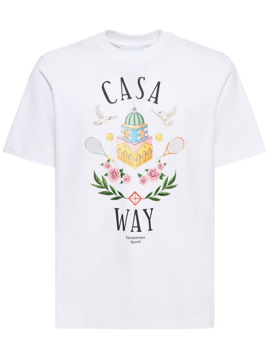 Casablanca: Casa Way 프린트 오가닉 코튼 티셔츠 - men_0 | Luisa Via Roma