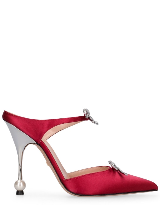 Giambattista Valli: 105mm Satin high heel mules - Kırmızı - women_0 | Luisa Via Roma