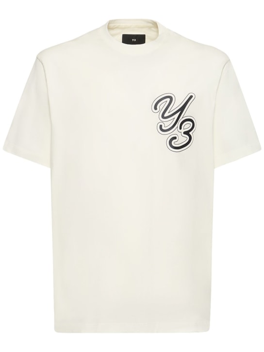 Y-3: Camiseta de algodón con logo - men_0 | Luisa Via Roma