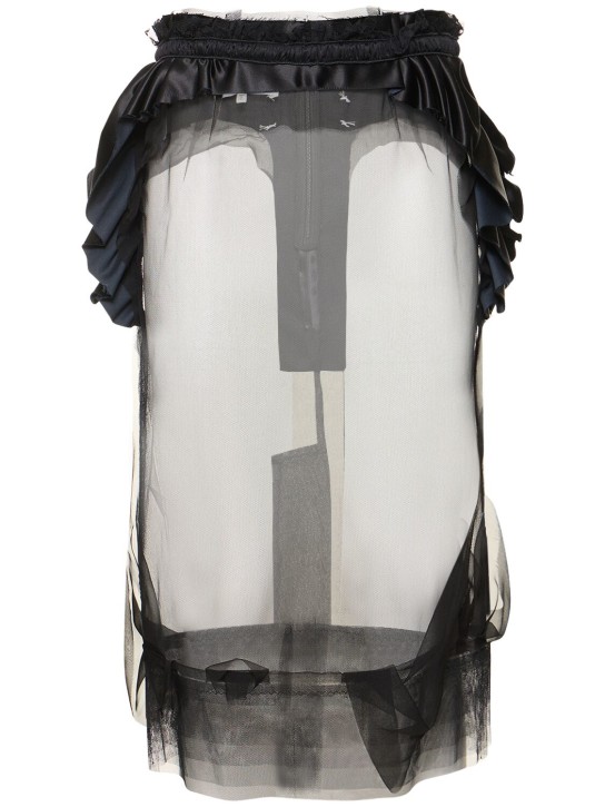 Maison Margiela: 装饰薄纱迷笛半身裙 - 黑色 - women_0 | Luisa Via Roma
