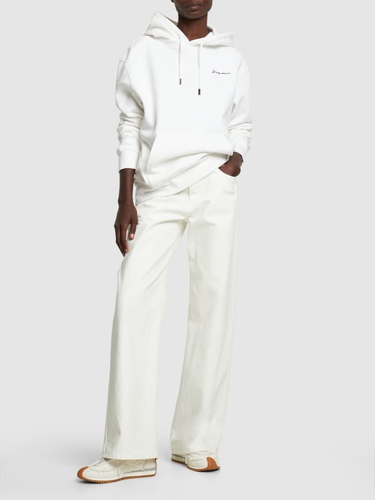 Jacquemus: Sudadera de algodón jersey con capucha - Blanco - women_1 | Luisa Via Roma