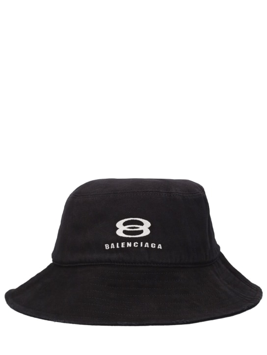 Balenciaga: 棉质斜纹渔夫帽 - 黑色 - men_0 | Luisa Via Roma