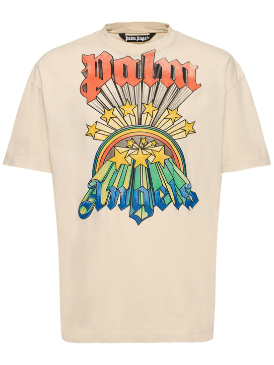 Palm Angels: Palm Angels rainbow cotton t-shirt - White/Multi - men_0 | Luisa Via Roma