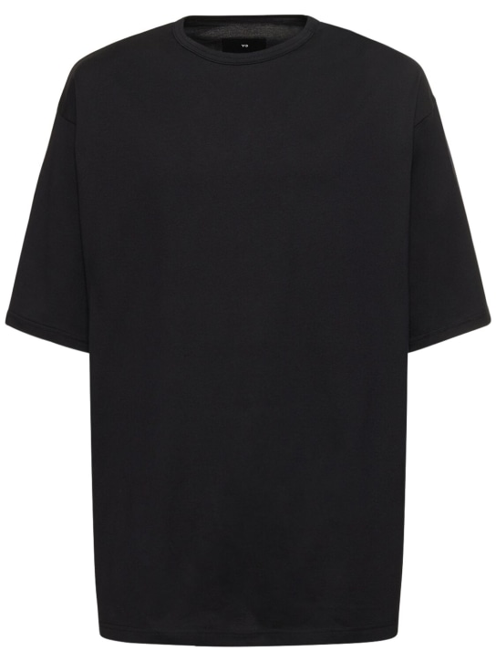 Y-3: Logo科技织物boxy版型T恤 - 黑色 - men_0 | Luisa Via Roma