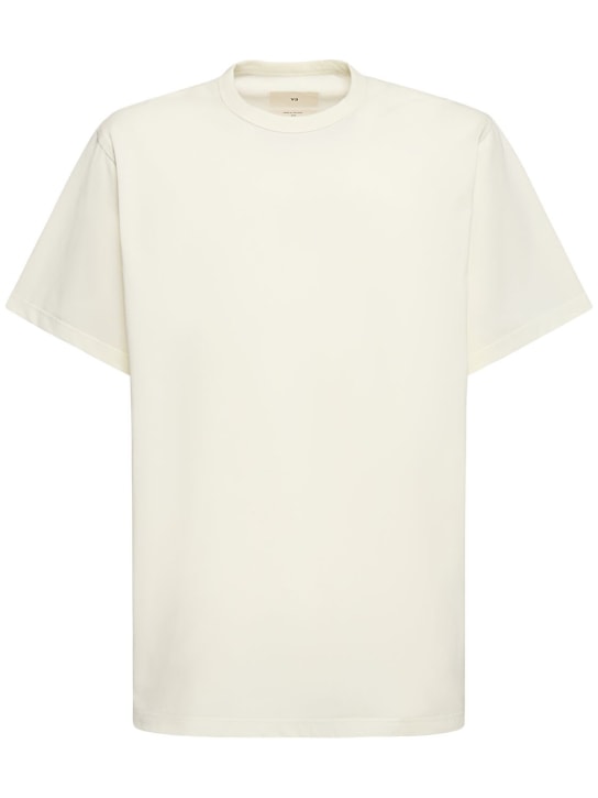 Y-3: 프리미엄 코튼 반팔 티셔츠 - Owhite - men_0 | Luisa Via Roma