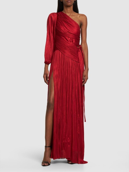 Maria Lucia Hohan: Beatriz silk tulle one sleeve long dress - Red - women_1 | Luisa Via Roma