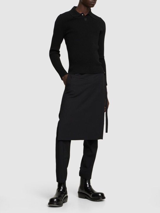 Courreges: Pantalon ajusté en laine avec sur-jupe - Noir - men_1 | Luisa Via Roma