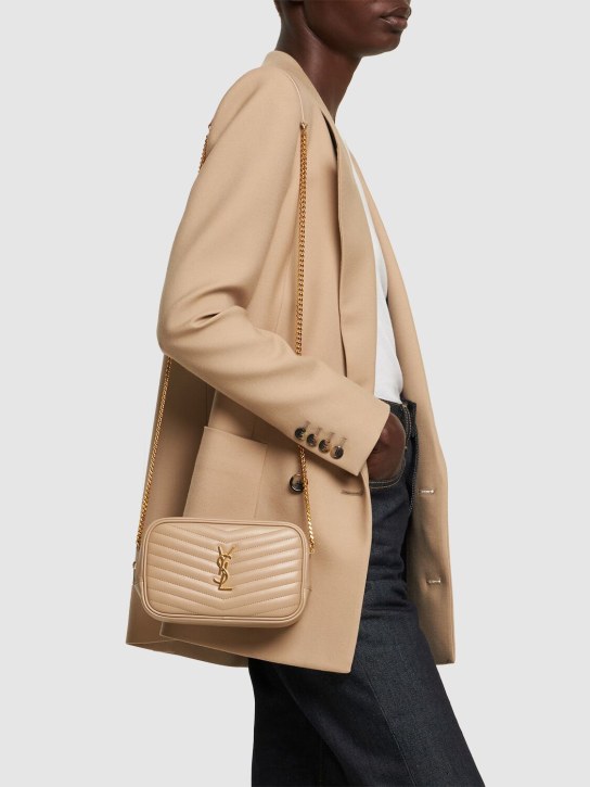 Saint Laurent: Mini Lou leather shoulder bag - Koyu bej - women_1 | Luisa Via Roma