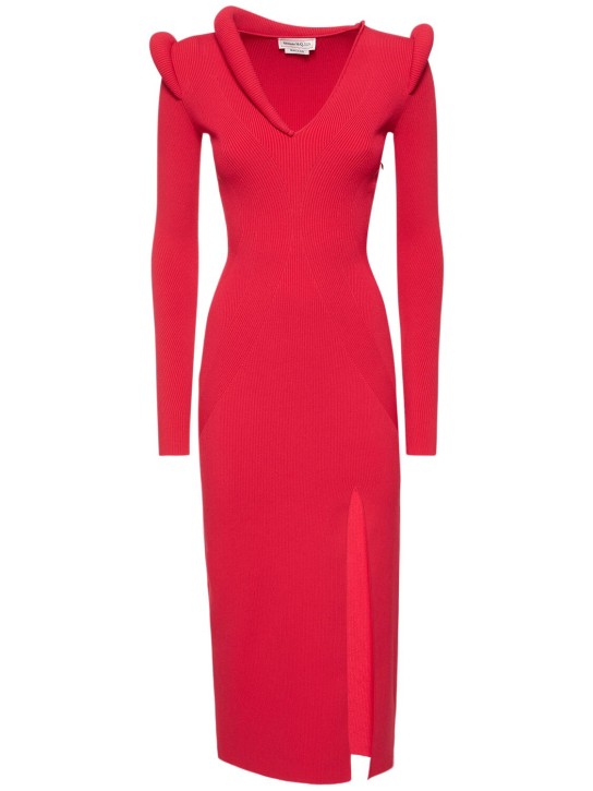 Alexander McQueen: 튜블러 스트레치 비스코스 드레스 - Welsh Red - women_0 | Luisa Via Roma