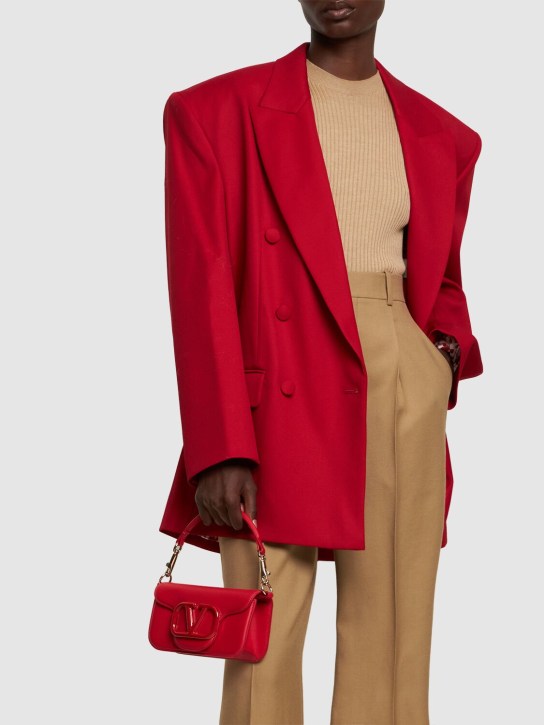 Valentino Garavani: Small Locò leather top handle bag - Rouge - women_1 | Luisa Via Roma