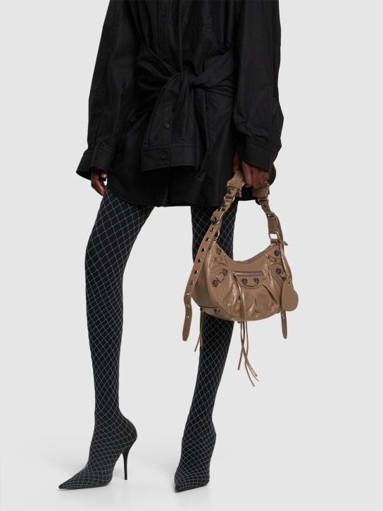 Balenciaga: Small Le Cagole leather shoulder bag - Dark Mink Grey - women_1 | Luisa Via Roma
