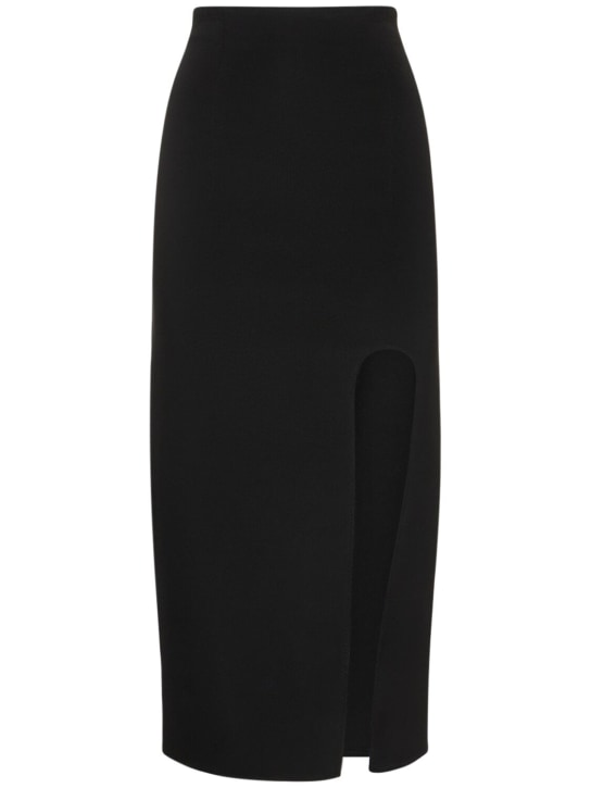 Alessandro Vigilante: Jersey midi skirt w/ side slit - Black - women_0 | Luisa Via Roma