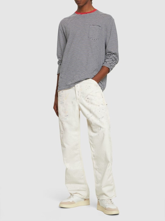 Polo Ralph Lauren: Langes T-Shirt aus Baumwolljersey mit Streifen - Navy/Weiß - men_1 | Luisa Via Roma
