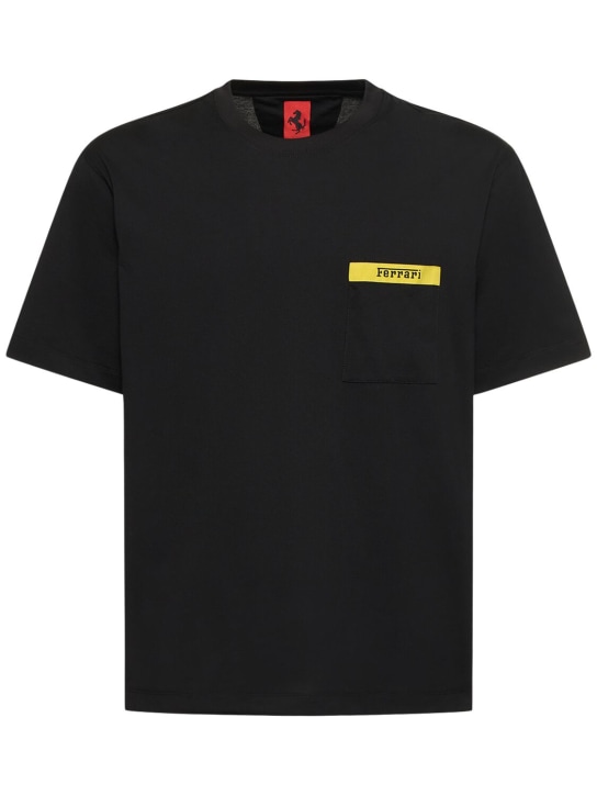 Ferrari: Logo cotton jersey t-shirt w/pocket - men_0 | Luisa Via Roma