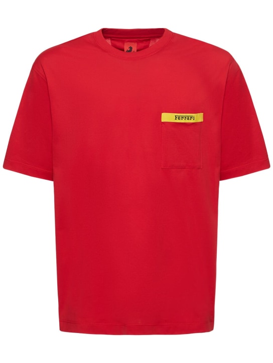 Ferrari: 로고 코튼 저지 포켓 티셔츠 - men_0 | Luisa Via Roma