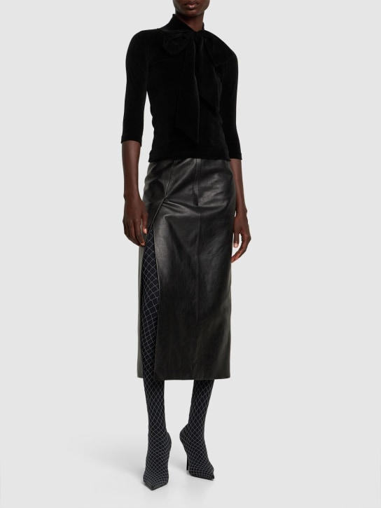 Balenciaga: Pull col roulé en velours de coton détail nœud - Noir - women_1 | Luisa Via Roma
