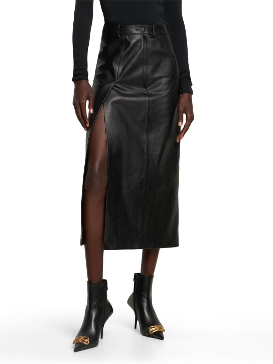 Balenciaga: 80mm BB Square Knife leather boots - Black - women_1 | Luisa Via Roma