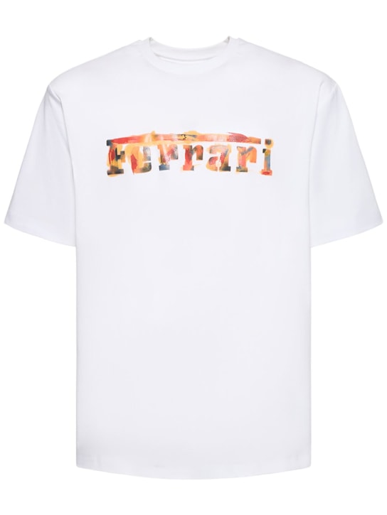 Ferrari: Logo oversize cotton jersey t-shirt - Weiß - men_0 | Luisa Via Roma