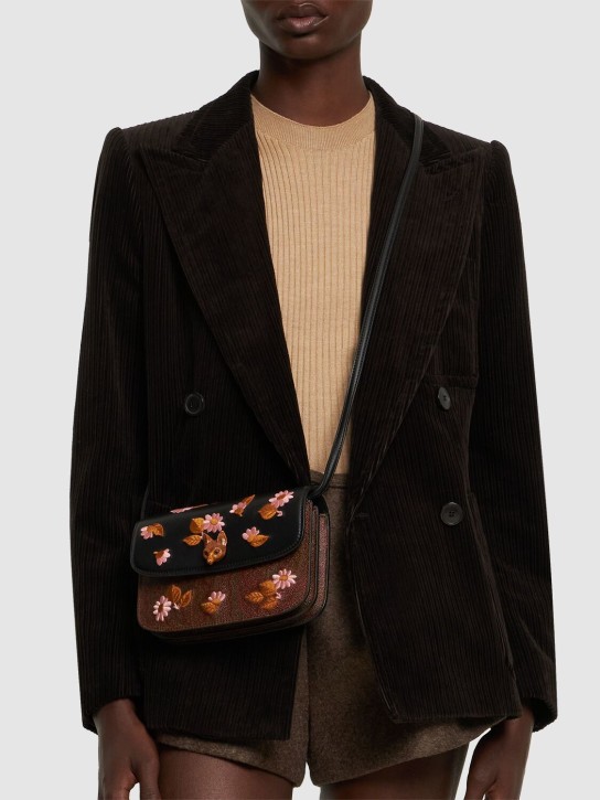 Etro: Embroidered arnica paisley shoulder bag - Black - women_1 | Luisa Via Roma