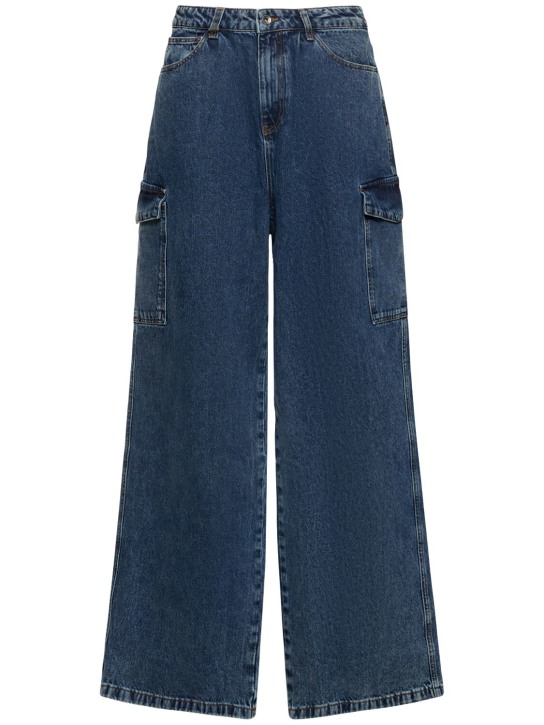 FLÂNEUR: Wide cotton denim cargo jeans - Blue - men_0 | Luisa Via Roma
