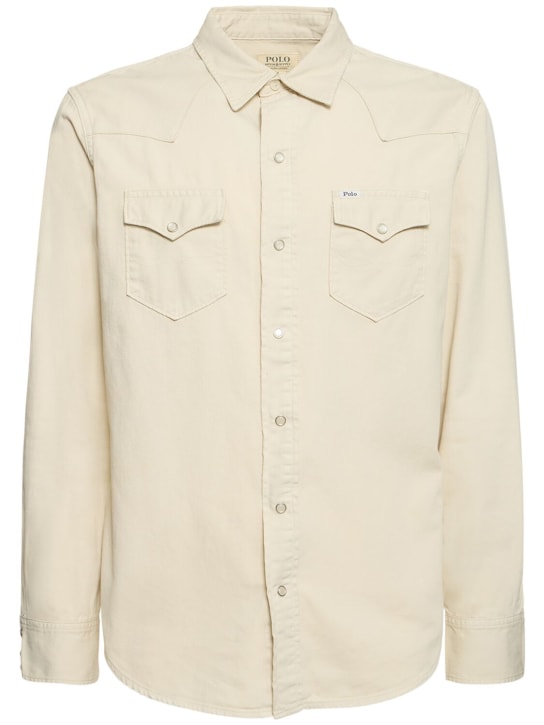 Polo Ralph Lauren: Western cotton shirt - Kum rengi - men_0 | Luisa Via Roma