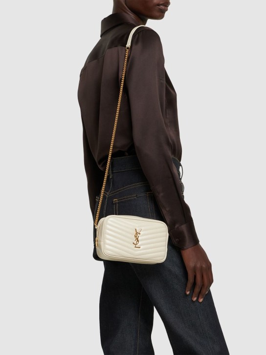 Saint Laurent: Mini Lou leather shoulder bag - Crema Soft - women_1 | Luisa Via Roma