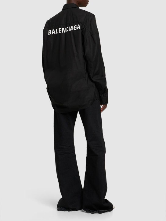 Balenciaga: 코쿤 코튼 포플린 셔츠 - 블랙 - women_1 | Luisa Via Roma