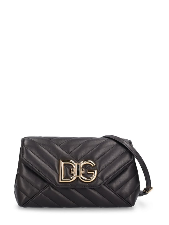 Dolce&Gabbana: Petit sac porté épaule en cuir matelassé - Noir - women_0 | Luisa Via Roma